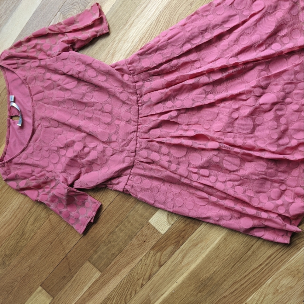 Flirty sheer pink polka-dot dress